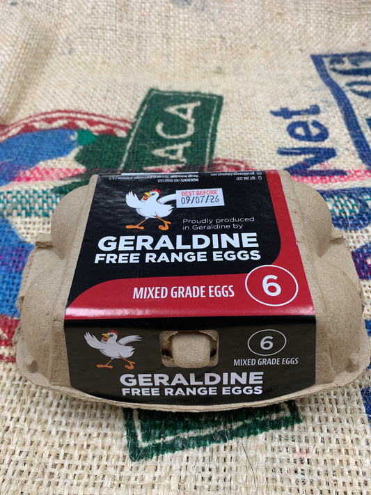 Geraldine free range eggs 6pk mixed grade